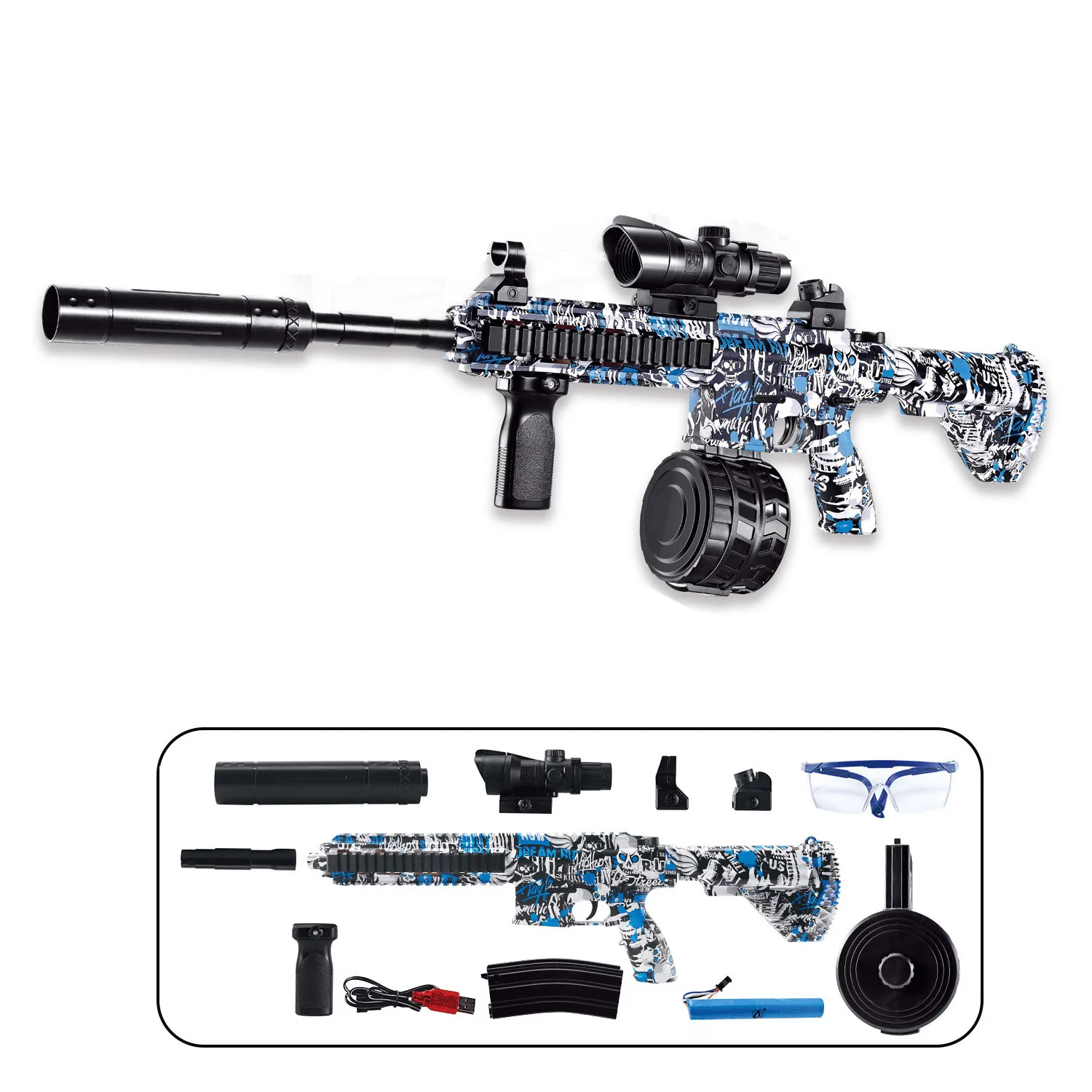 M416 Duży rozmiar 7,4 V, wysoki, szybkozłączany, ręczny i elektryczny, uniwersalny pistolet dla chłopca, ten sam model, żelowy pistolet na pociski