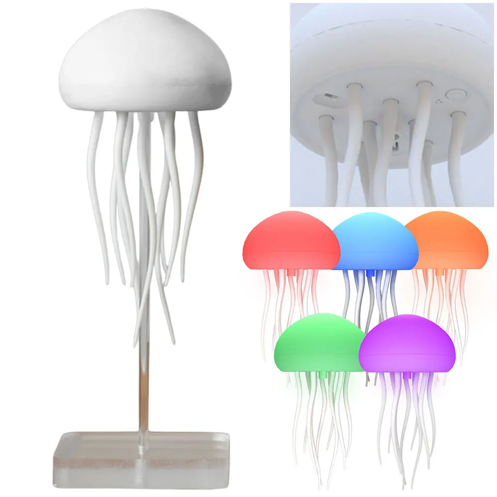 Jellyfish Night Light RGB Gradient Lights Cartoon Jellyfish Bedside Lamp Smart Voice Control Flexible Tentacle Jellyfish Lamp