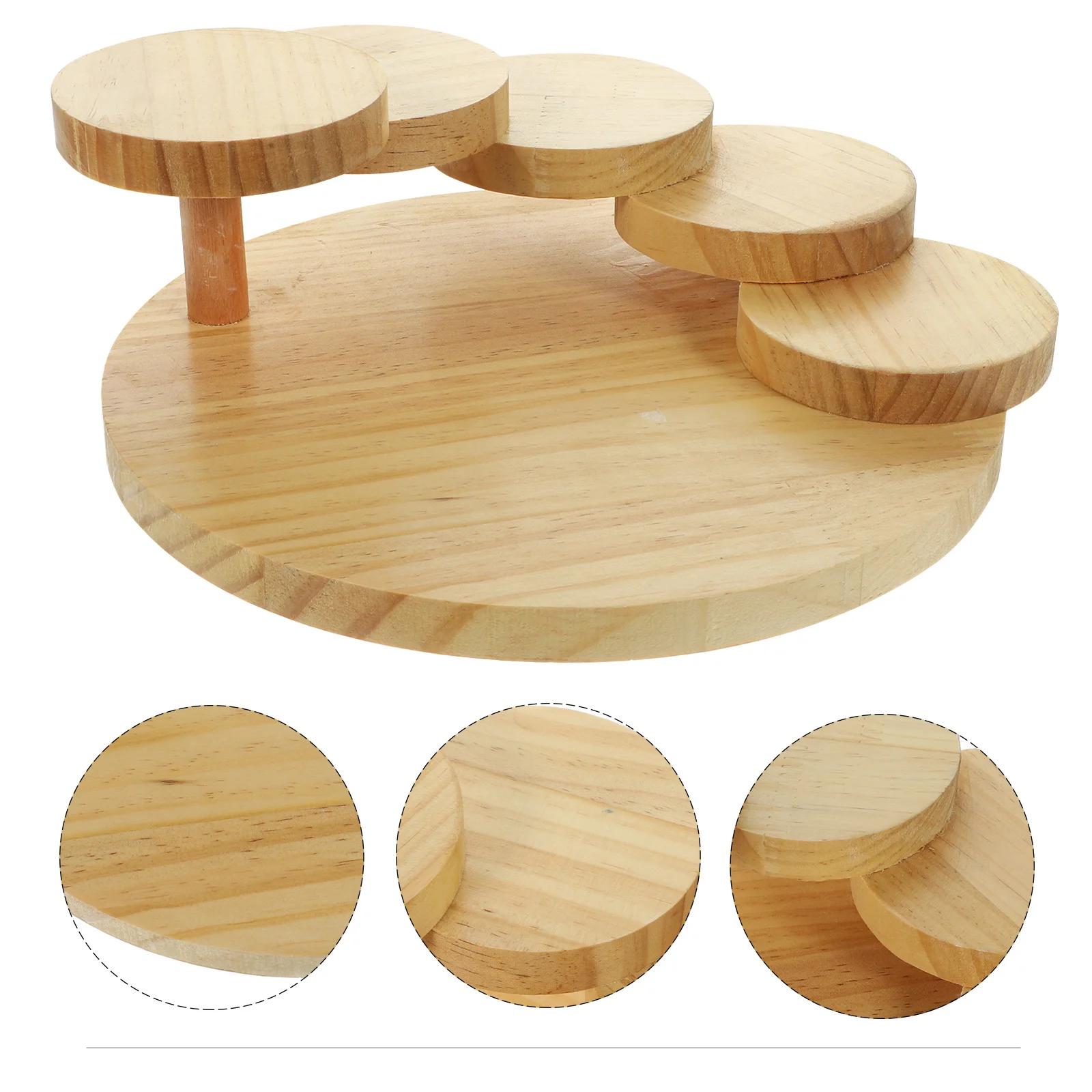 

Rotating Step Stair Sushi Tray Premium Wood Material Serving Plate for Sushi Sashimi Meat Snacks Hotel Restaurant Use