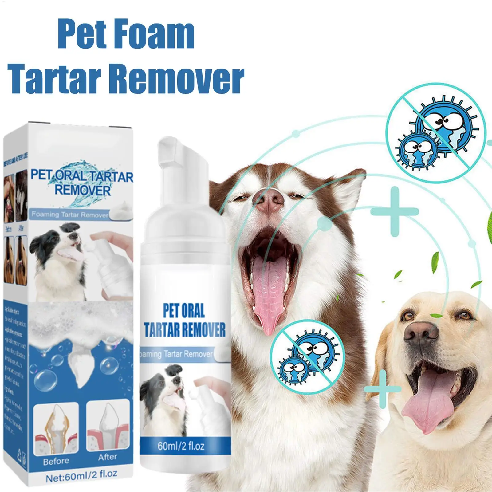 Dog Tartar Remover For Teeth Foam Natural Dental Care Solution Foam Control Tarter and Plaques Clean Teeth Without Brushing