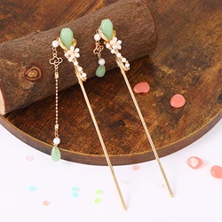 Pearl Hairpin Chinese Hanfu Hair Stick Vintage Tassel Golden Hair Clasp Chopstick 2023 New Retro Bride Wedding Hair Jewelry