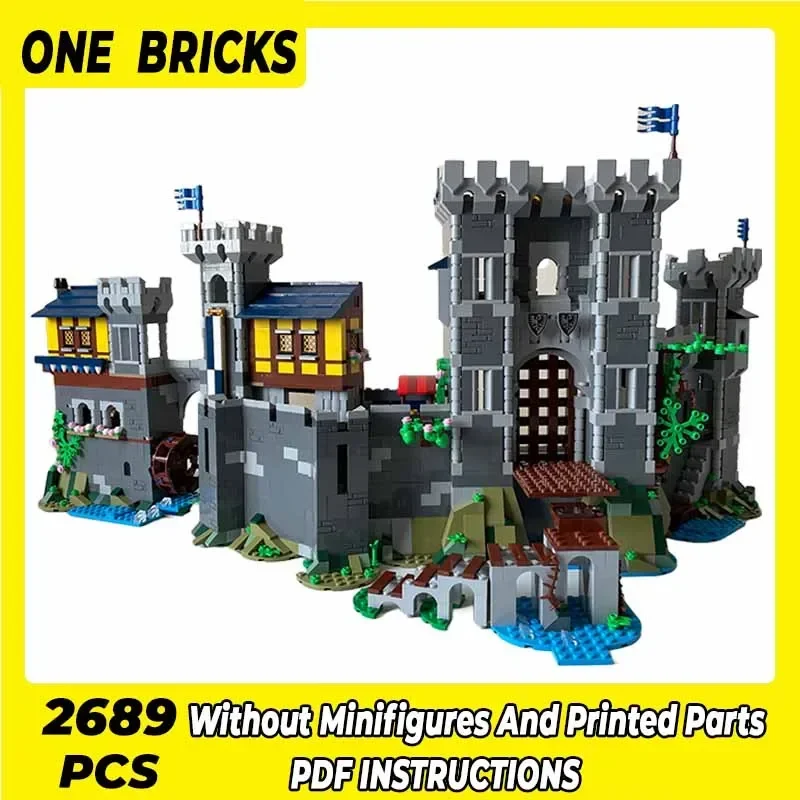 Moc Fortress Model Building Blocks para Criança, Tijolos Técnicos, Montagem DIY, Brinquedos de Construção, Castelo Blue Knight, Presentes de Férias