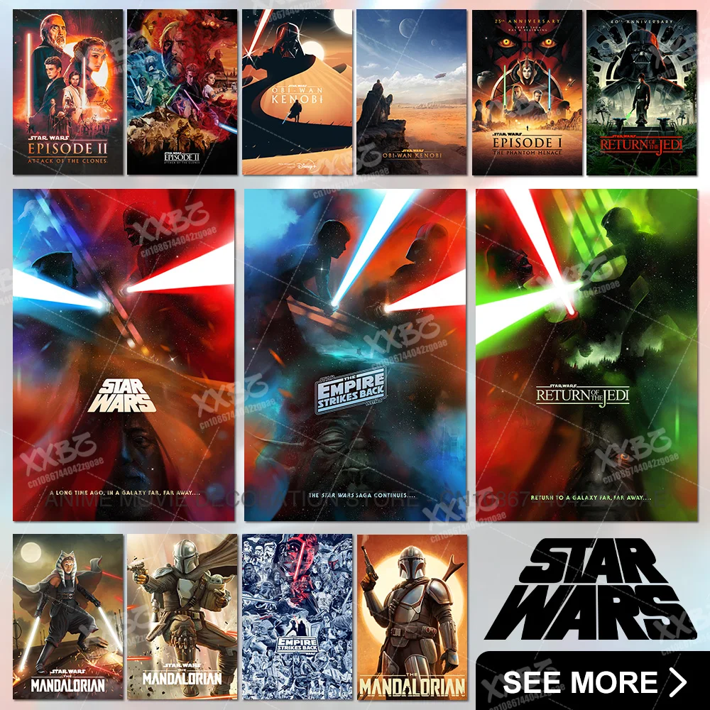 

1Pcs Star Wars Poster Movie Painting Obi-Wan Kenobi Wall Art Anakin Skywalker Home Decor No Frame The Mandalorian Canvas Picture