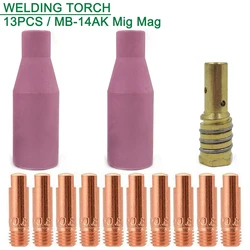 13 Pcs/Set MIG-14AK Mig Welding Nozzle Co2 Welding Torch Consumables Ceramic Nozzle Contact Tip For 14AK MAG Welding Machine