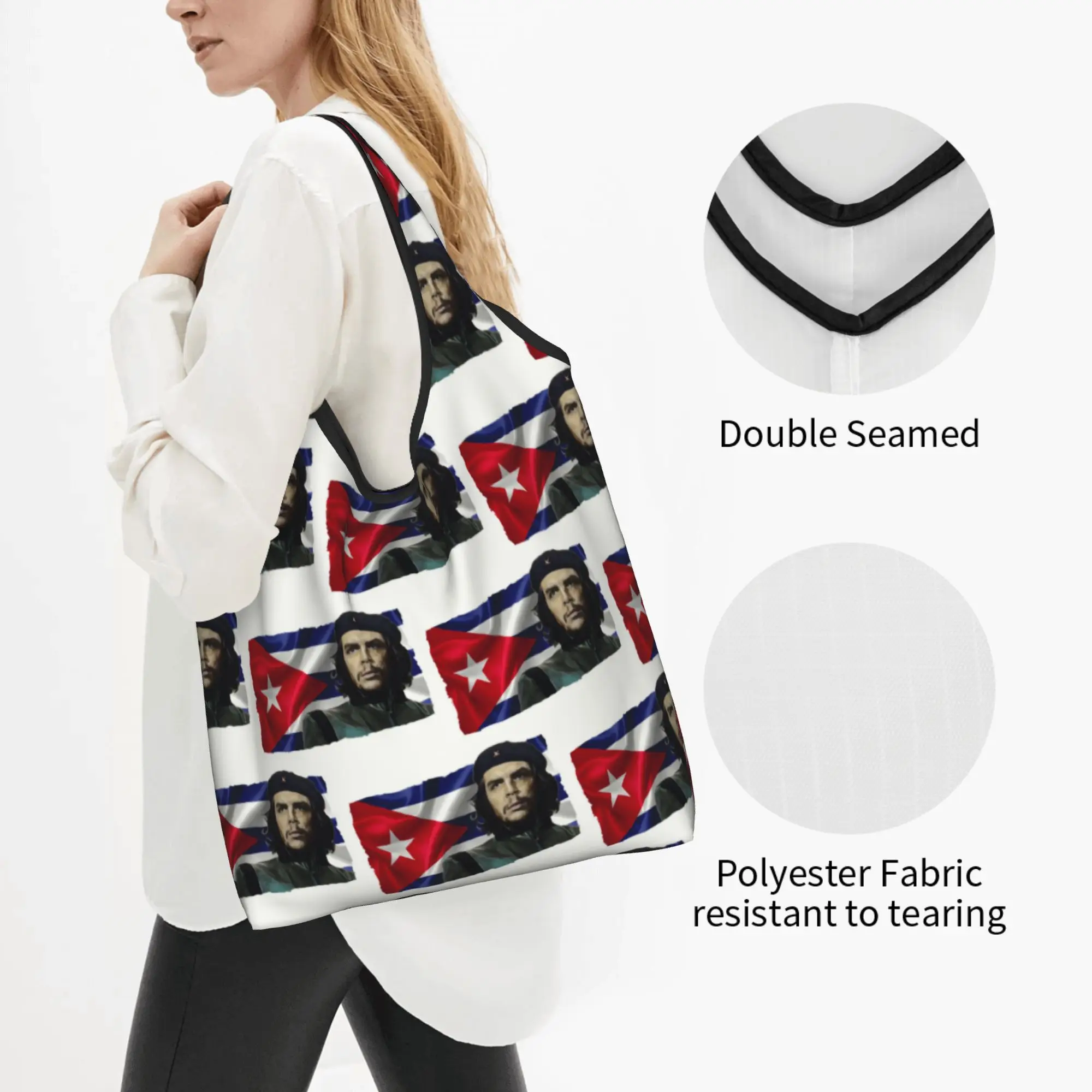 Recycling Che Guevara Shopping Bag Women Tote Bag Portable Cuba Grocery Shopper Bags