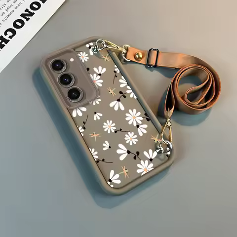 S 23 White Flower New Sky Eye Lanyard Phone Case For Samsung S23 S23FE S24 S24Plus S23Plus S21FE S22Plus S21 S22 S23Ultra Cover