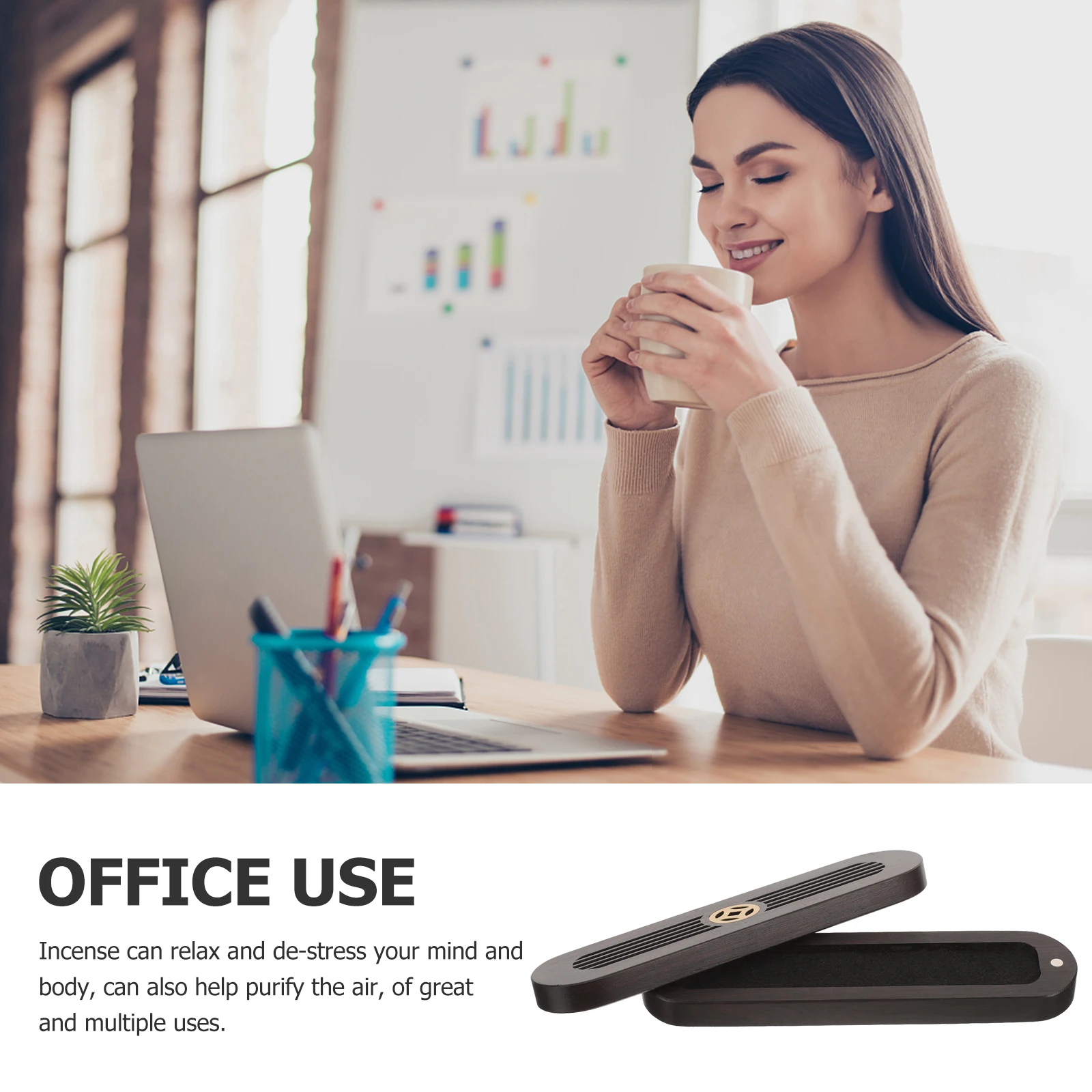 

Holder Portable Incense Box Ornaments Sandalwood Black Aromatherapy Stand Office