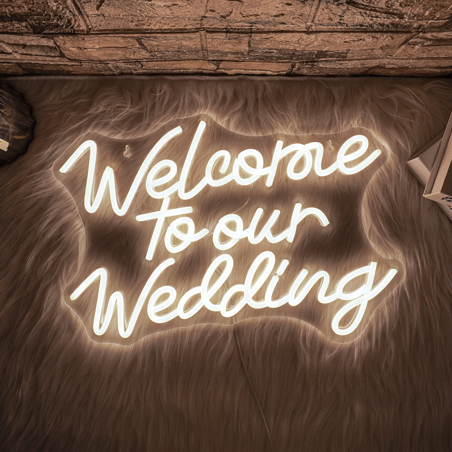 Imagem -03 - Dimmable Neon Sign para Casamento Backdrop Bem-vindo ao Nosso Casamento Festa de Noivado Dia dos Namorados Neon Light up Signs Usb 5v