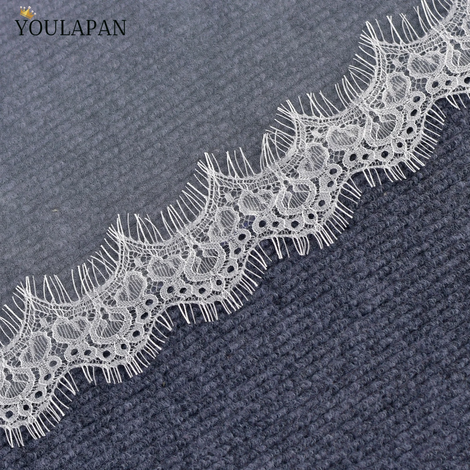 TOPQUEEN Eyelash Lace Cathedral Wedding Veil Two Tier With Comb Bridal Veil Velo De Novia Dos Capas Con Encaje De Pestaña V410