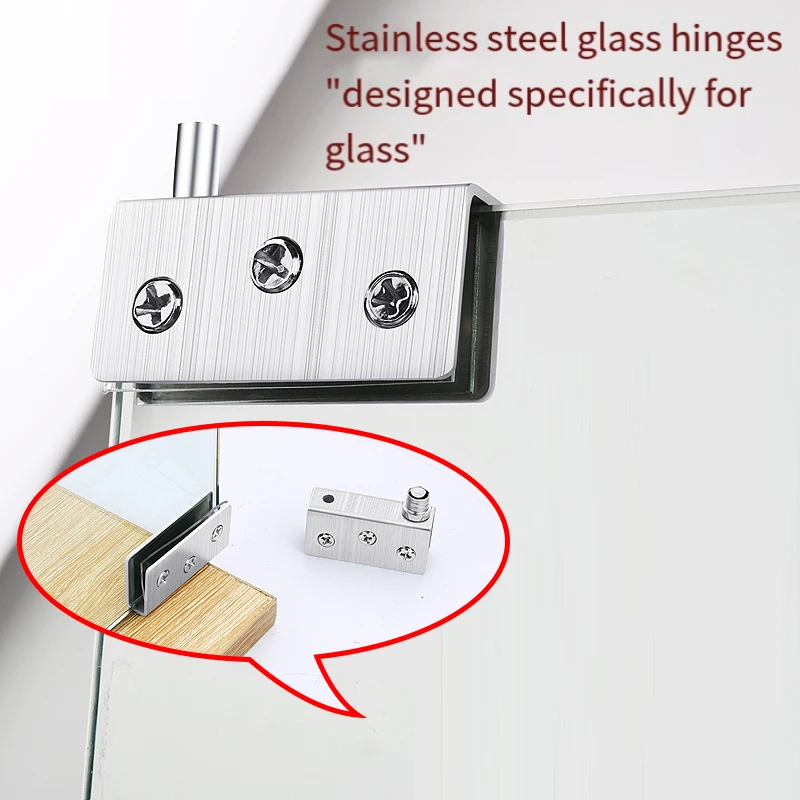 Stainless Steel Opening Up and Down Shaft Hinge Glass Door Hardware Fittings Hinge Silver Furniture Cabinet Door Glass Hinge
