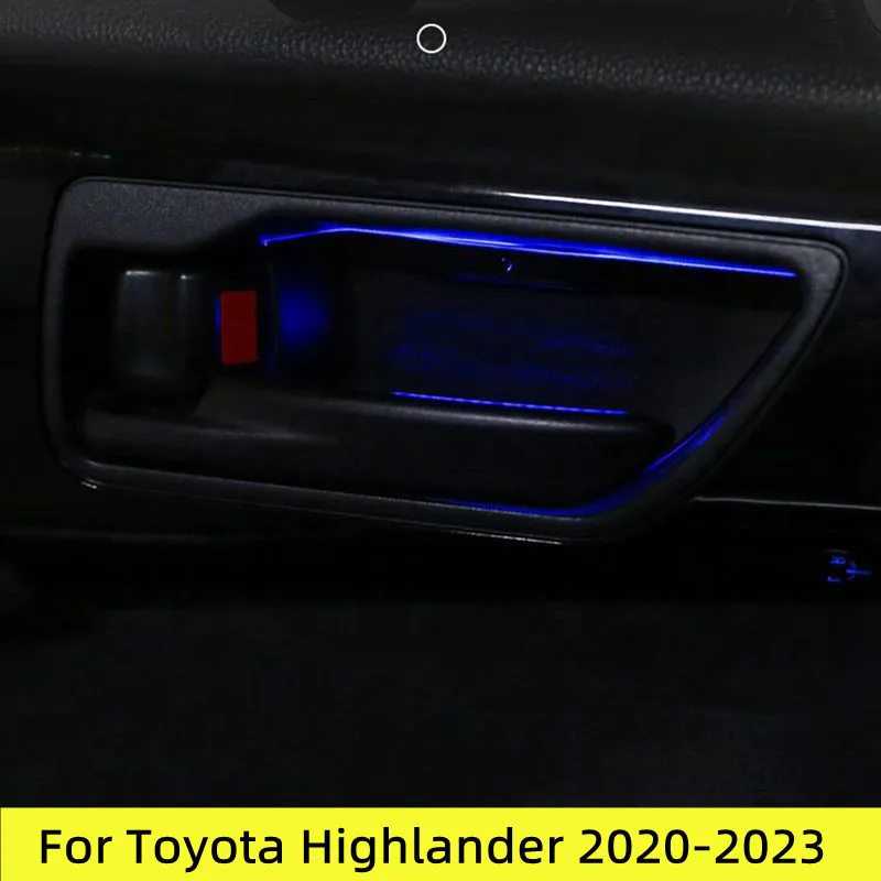 LED Car Inner Ambient Light For Toyota Highlander 2022 2023 7-Color Handle Door Bowl Lamp Non-destructive installation