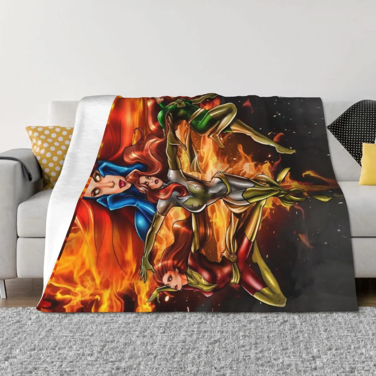 

FIRE Throw Blanket Luxury St Furrys Plaid on the sofa Cute Blankets