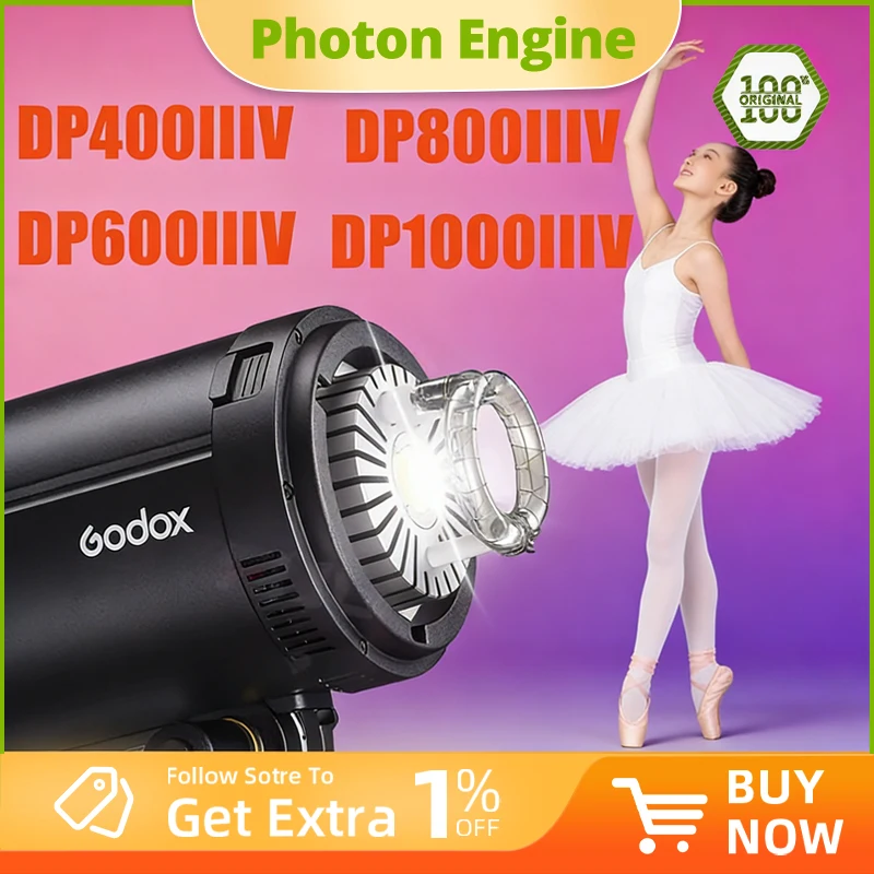 

Фотосветильник Godox Studio Strobe Flash Light DP400IIIV DP600IIIV DP800IIIV DP1000IIIV со встроенной беспроводной системой 2.4G X для фотосъемки