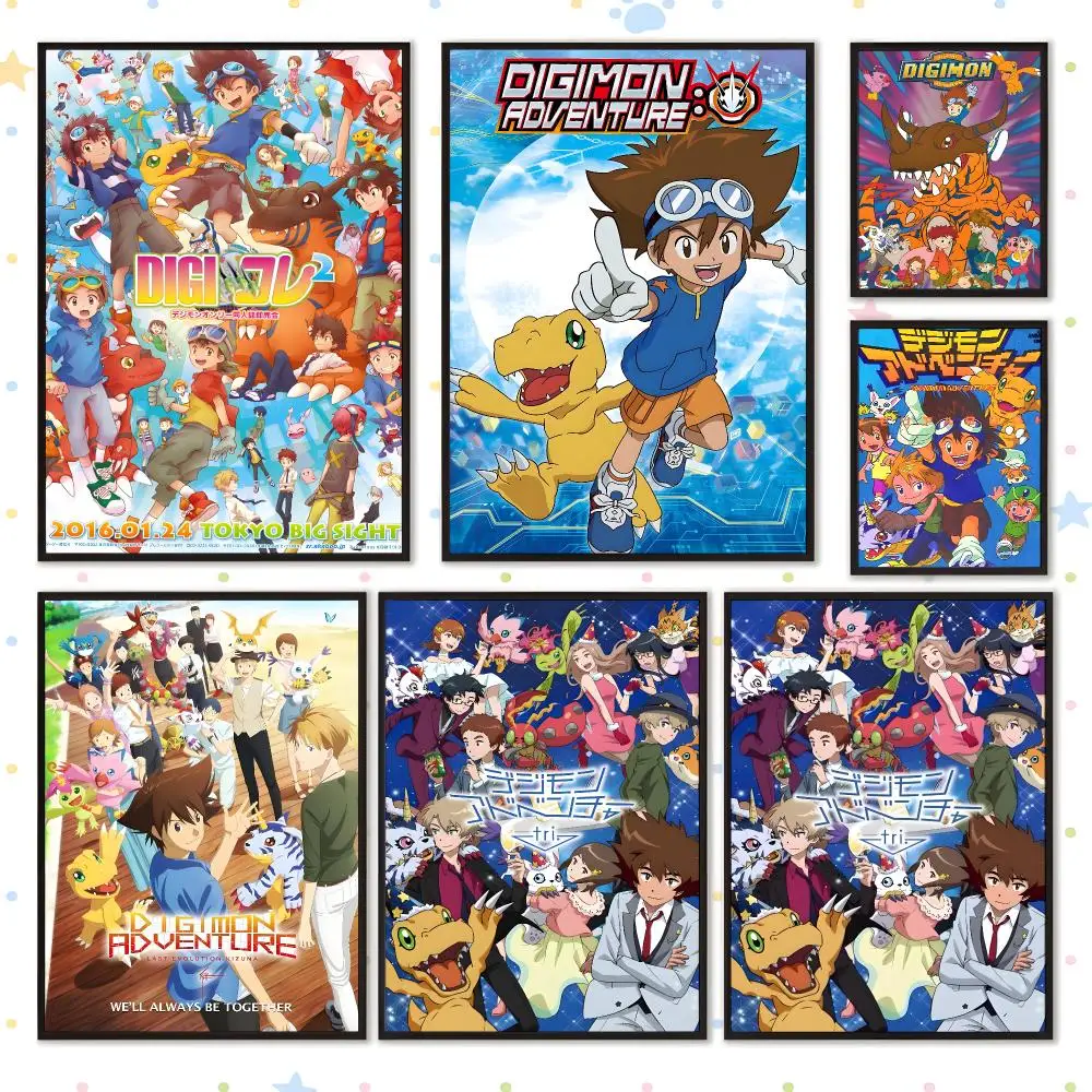 Anime Adventure Digimon Poster HD Waterproof PP Self Adhesive Aesthetic Bedroom Dorm Gaming Room Home Decor Gift