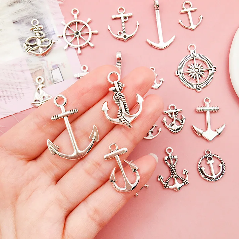 20pcs/set Random Mix Mixed Anchor Pendant Rudder Compass Charms Steampunk For Jewelry Diy Making Findings