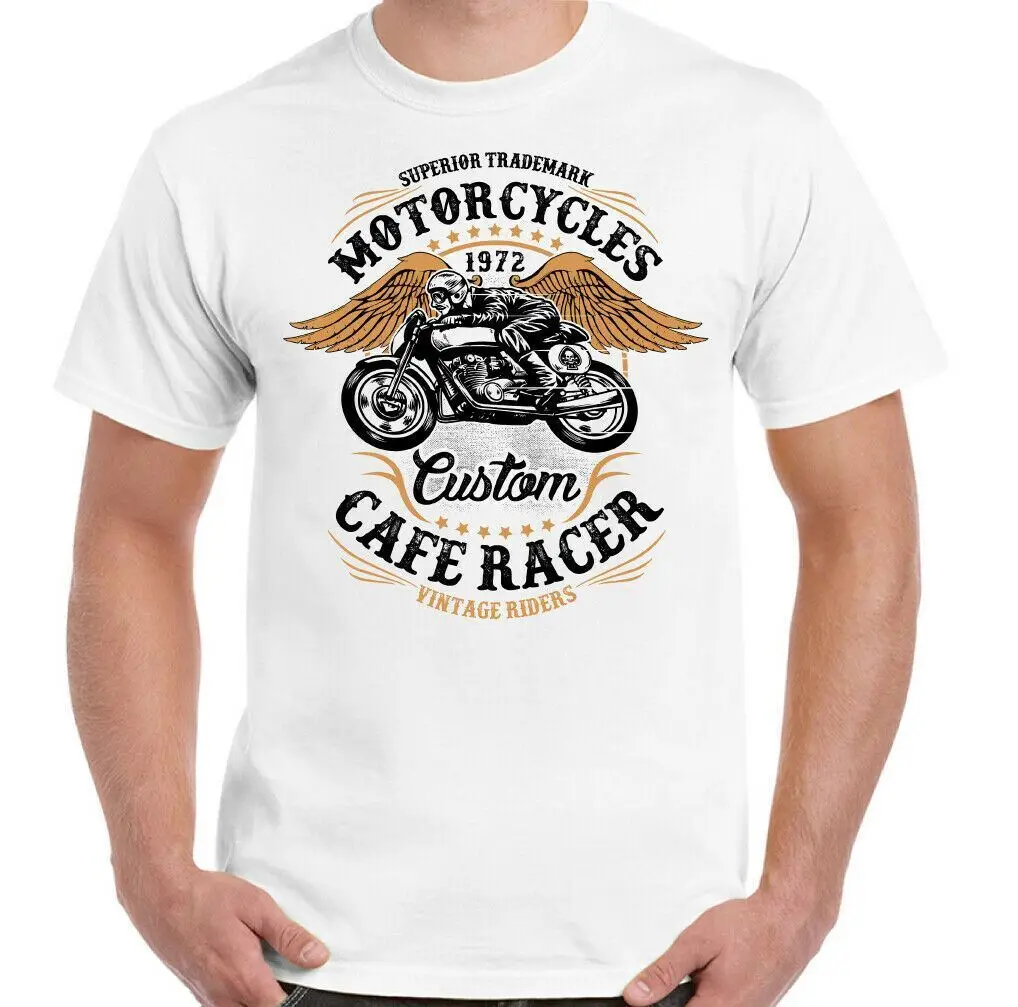 

Biker Men Cotton T-shirt Motorbike Big Size Cafe Racer Streetwear Classic Big Size Tee Oldschool Choppers Motorcycle Top S-4XL