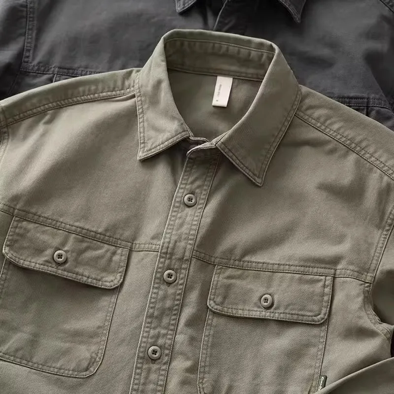 

Мужская рубашка-куртка свободного кроя в американском ретро-стиле, с длинным рукавом, для работы, весна-осень, дышащая, удобная, молодежная, модная SPTTAX