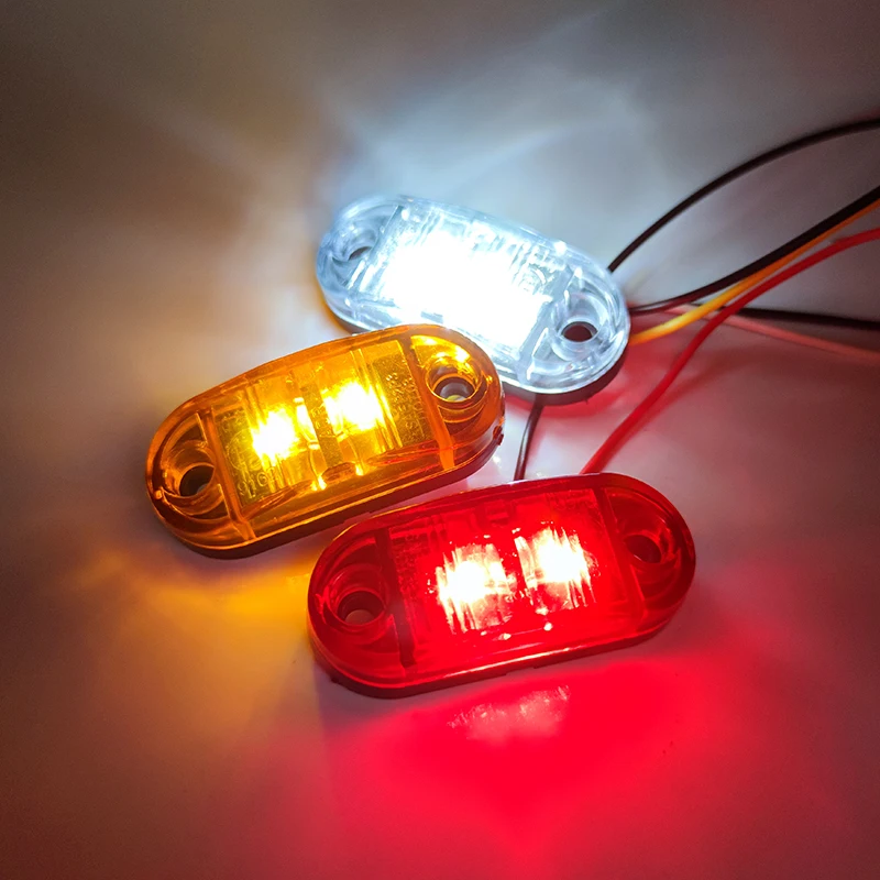 10PCS 2 Oval LED Universal 12V 24V Led light Side Marker Car Lights for Trailer Trucks Caravan Clearance Lamp Surface Mount