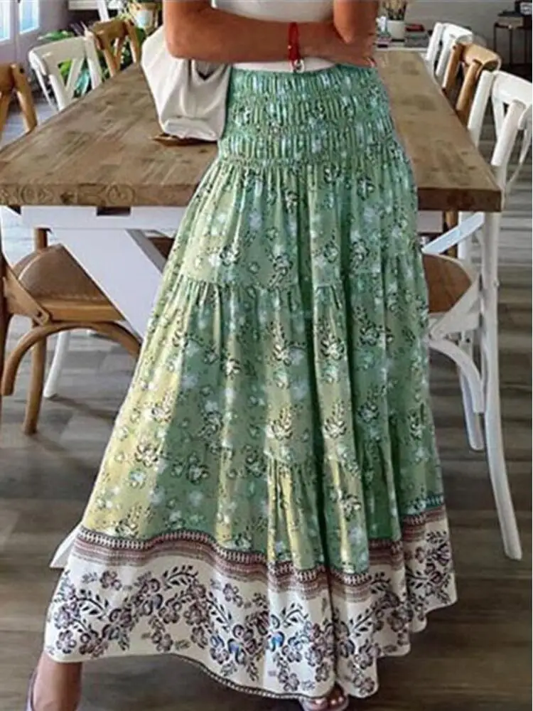 

Женская пляжная юбка весна-лето 2026, 21 цвет, с принтом, расклешенная, повседневная, с завышенной талией, длинная