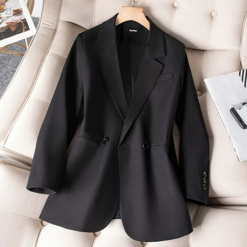 Spring Autumn Women Blazer Pure Colour Long Sleeve Solid Casual Ladies Jacket Coat Fashion Split Outerwear