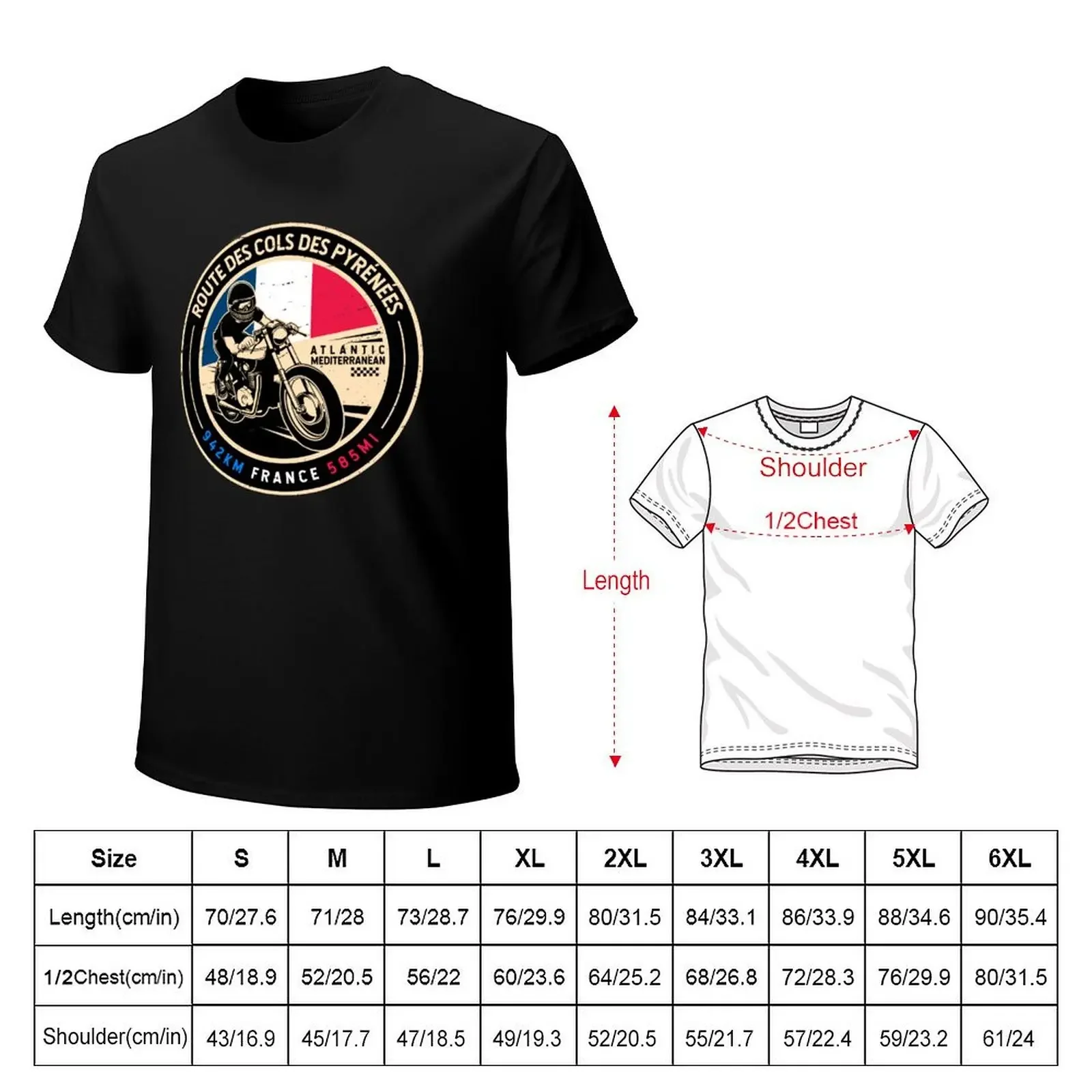 Route des Cols Pyrenees Motorcycle T-Shirt heavyweights customizeds sports fans topping anime shirts men