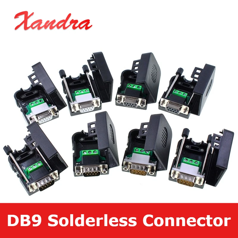 Conector hembra macho sin soldadura DB9 RS232, adaptador serie de enchufe 235, interfaz COM, cabezal de placa de línea de 9 pines, terminales de ruptura de 9 pines