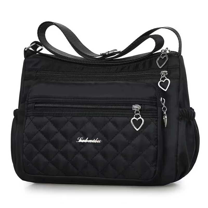 Trendige gesteppte Umhängetasche für Damen mit Herzdetails für den täglichen Gebrauch, Ausflüge am Pendel, stilvolle, leichte, lässige Ba mit mehreren Taschen – Detail 8