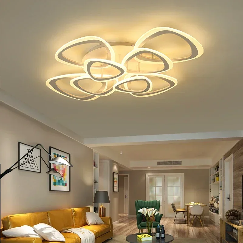 Triangle Arcylic Modern LED Chandelier for Living Room Bedroom Study  Home Deco Surface Mounted Ceiling Lutres Lighting