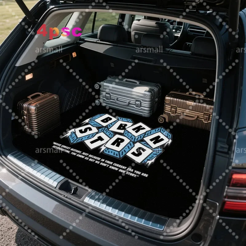 A Minimalist Lettered Mahjong Block Style Design For A Car Trunk Mat - Suitable For Most Vehicles, Durable And Easy To Clean, En