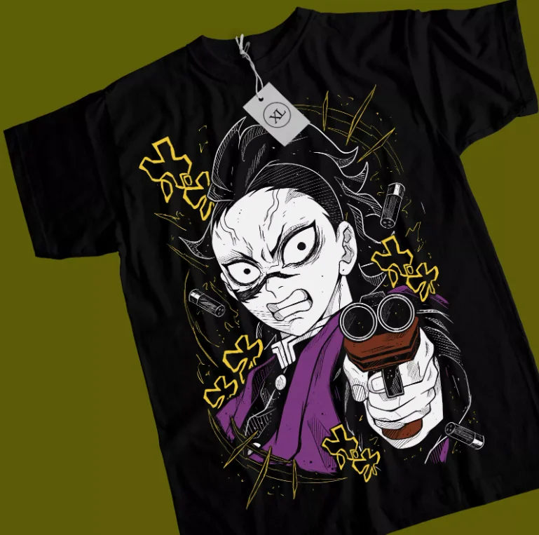 Genya Shinazugawa T-Shirt Kimetsu No Yaiba Demon Slayer Tanjiro Tee All Size