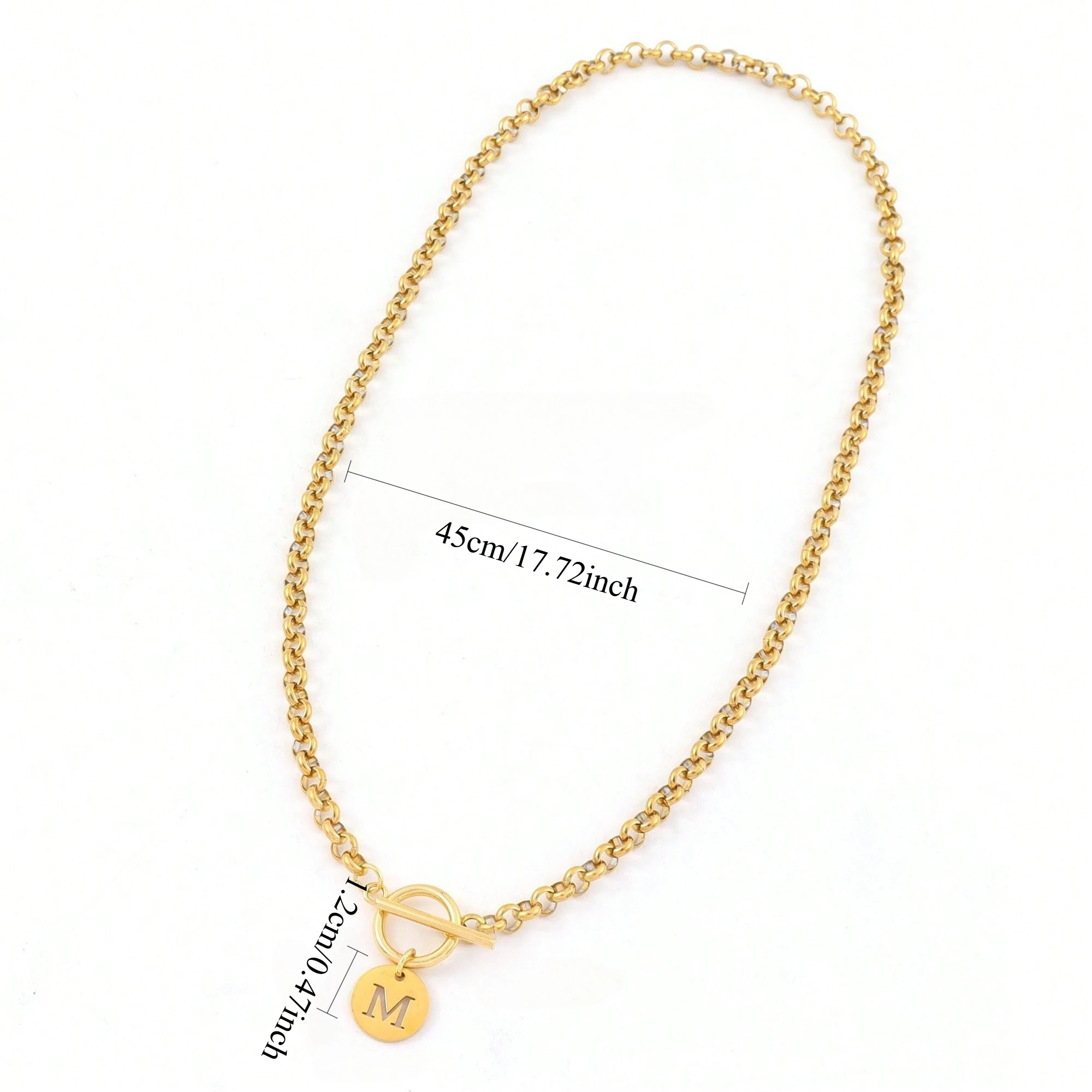 قلادة كلاسيكية مطلية بالذهب مستديرة مجوفة أولية للنساء، مشابك تبديل من الفولاذ المقاوم للصدأ، سلسلة قلادات هدايا عيد الميلاد