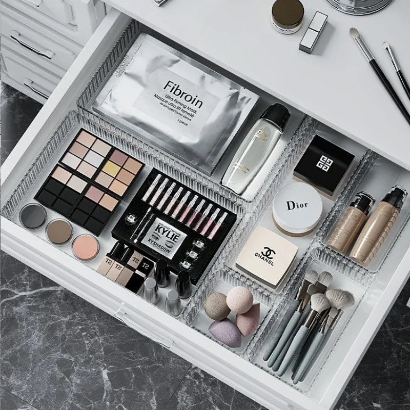 

4/7PCS Acrylic Desk Drawer Organizers SetClear Cosmetic Storage Box Makeup OrganizerIransparent Storage Bin Bathroom Organizer