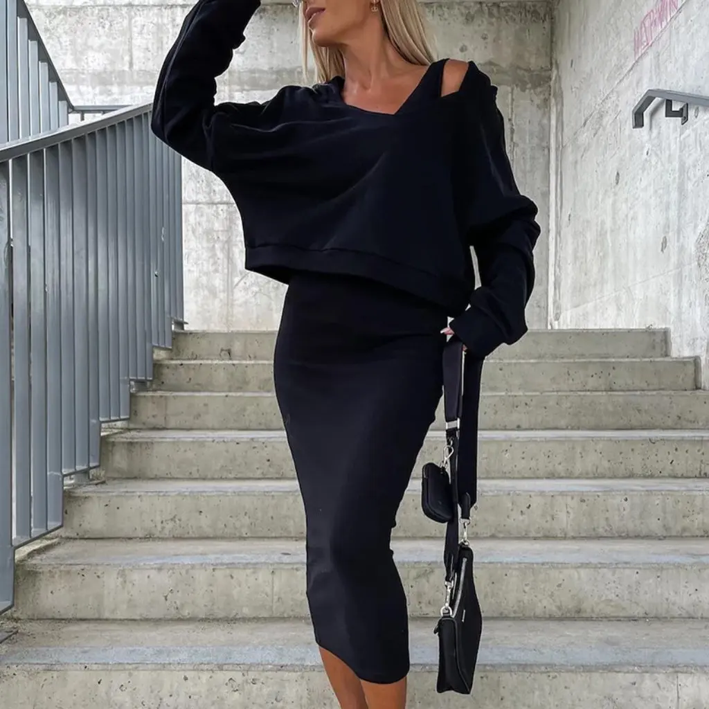 

Winter Sleeveless Hooded Sweater Dress European American Style Short Top Suit Women's Fashion