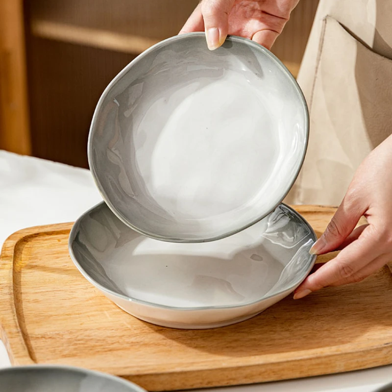 Juego de vajilla de cerámica japonesa, accesorios de cocina para el hogar, cuenco, plato de servicio de accesorios de restaurante de alta gama, cuchara de sopa