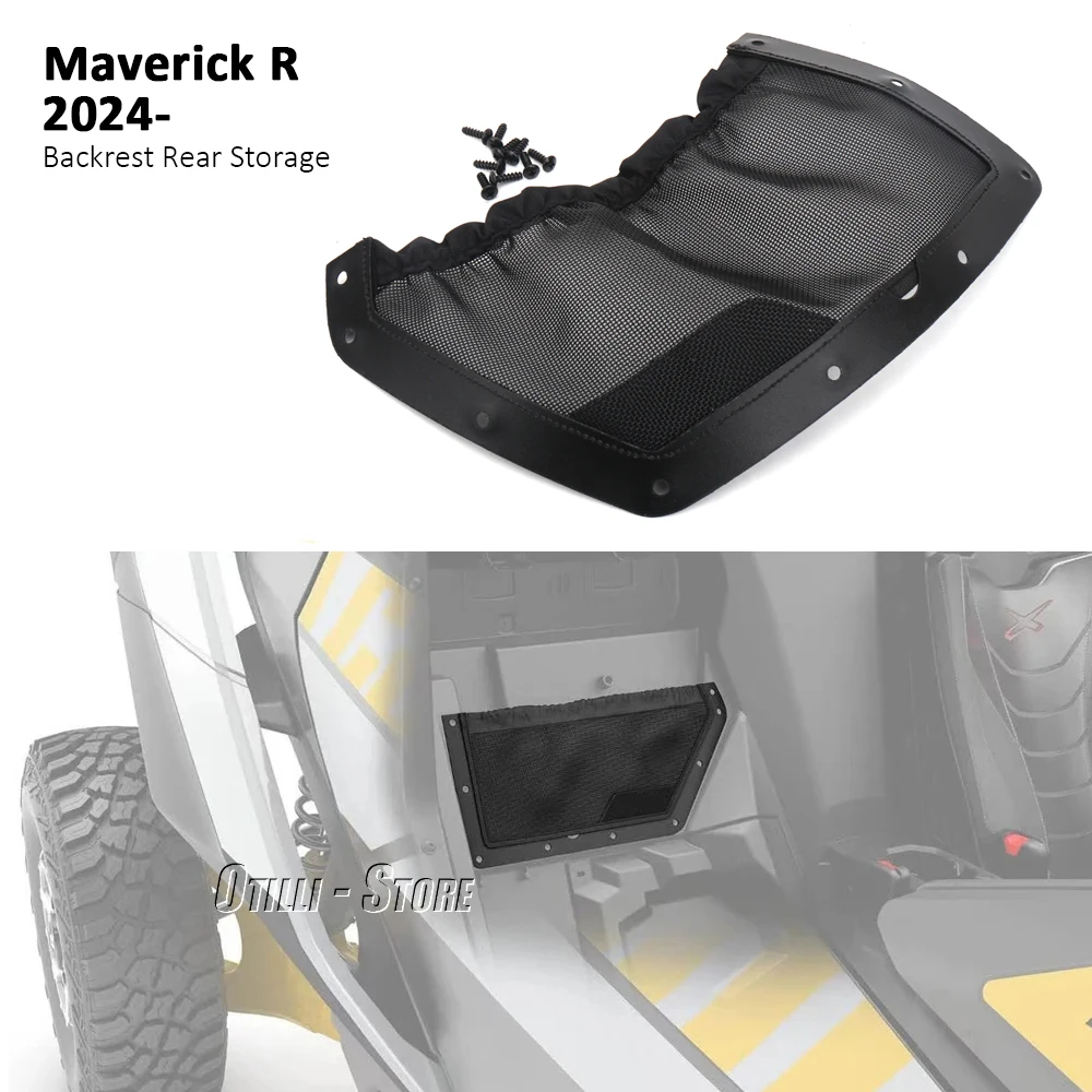 New UTV Front Seat Back Storage Pocket Net Cover Rear String Bag Mesh Holder Black For Can-Am Maverick R For MAVERICK R 2024