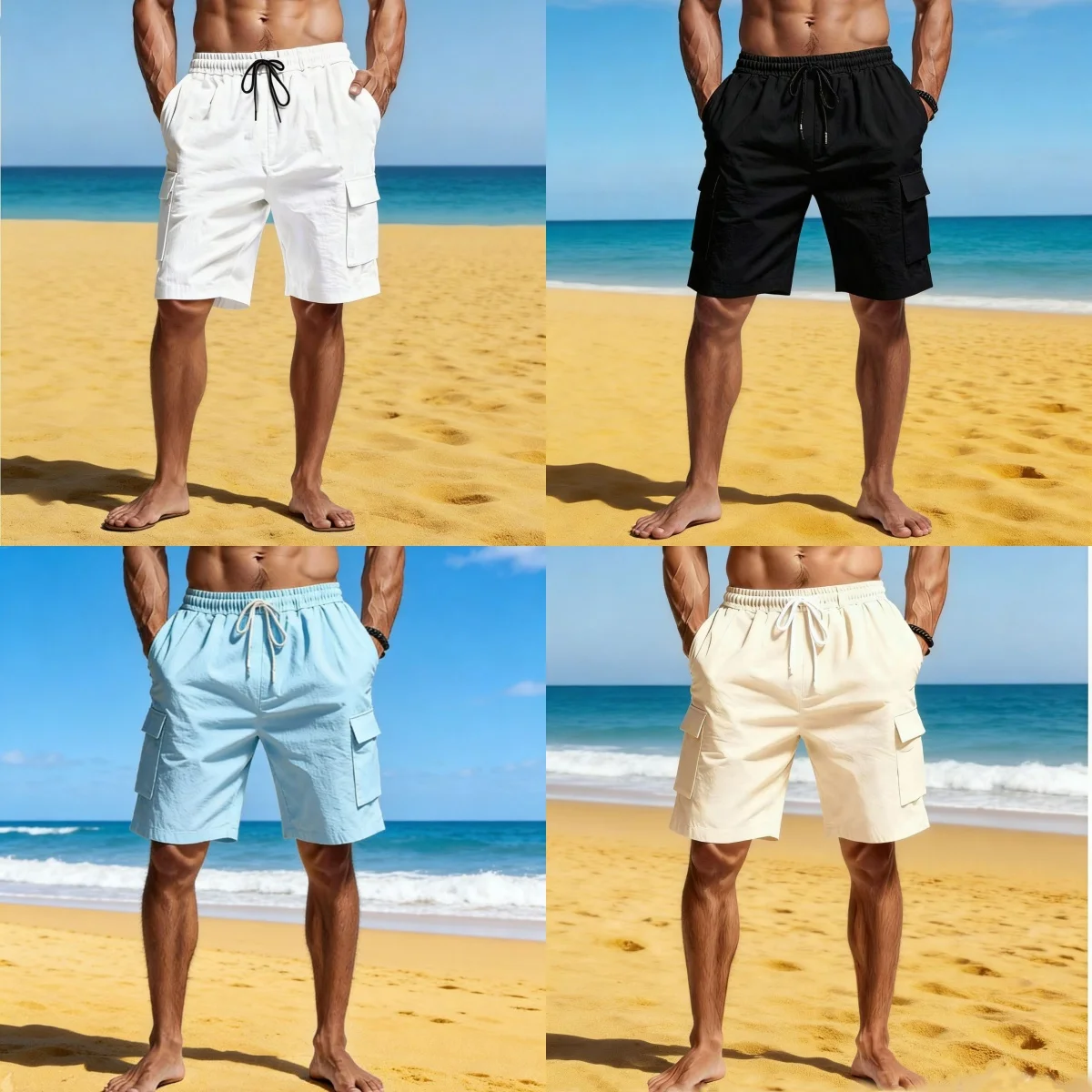 

Summer Men's Sport Shorts Male Breathable Loose Multi-pockets Cargo Shorts Outdoor Jogging Fitness Casual Drawstring Mens Shorts