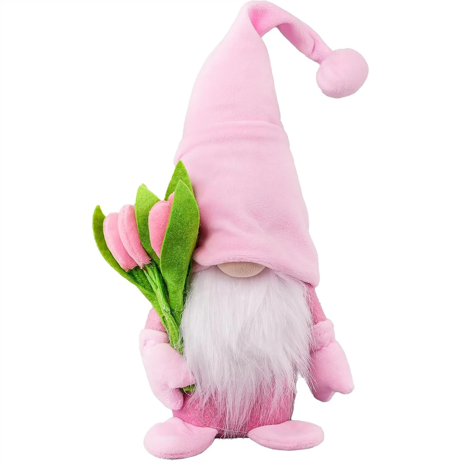 

15-дюймовые плюшевые гномы-украшения, розовые гномы ручной работы с тюльпанами для декора домашнего стола, идеальный подарок на День матери