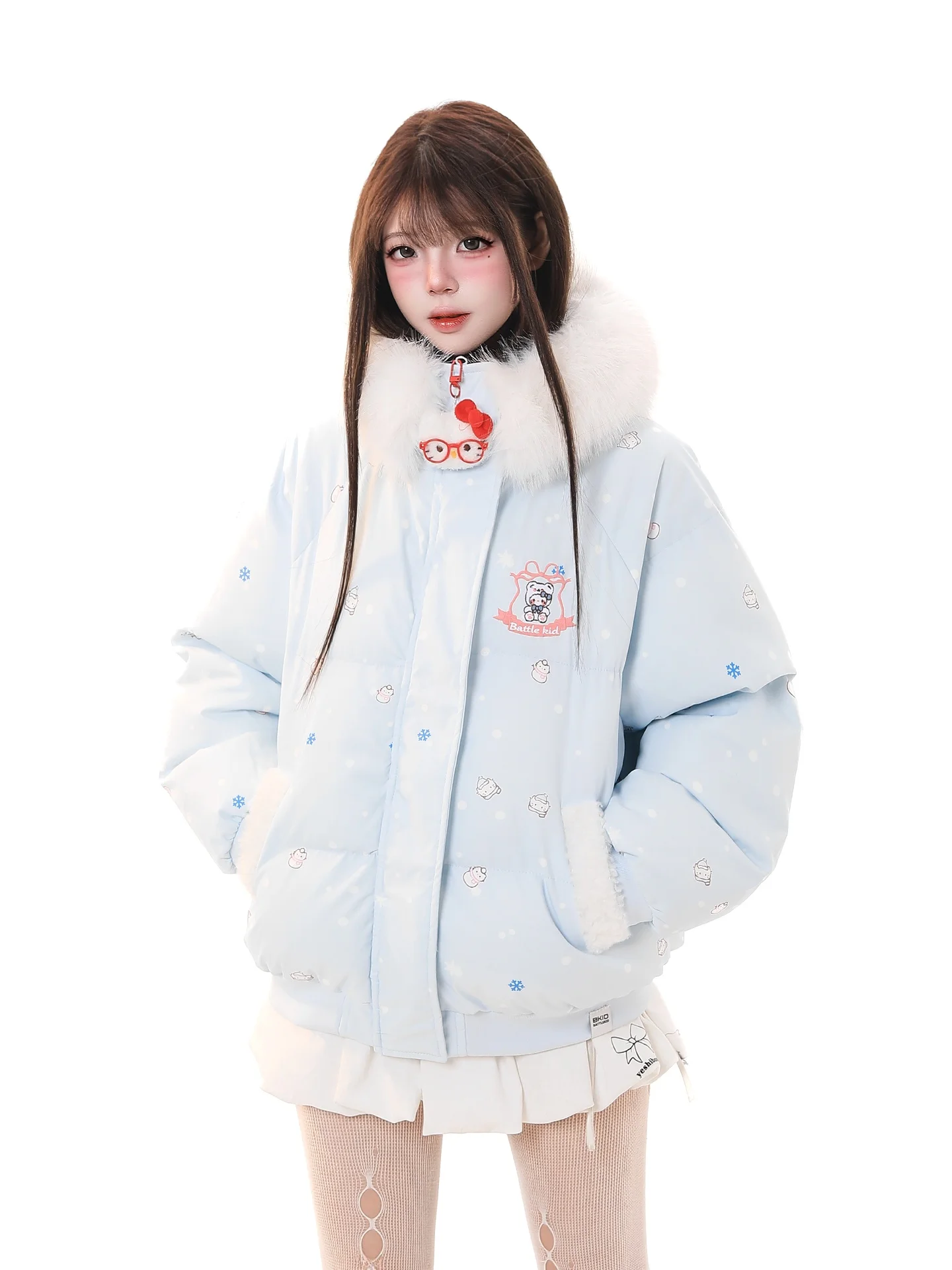 Cute Sweet Cartoon Print Hooded Cotton Jacket Women's Winter Soft Plush Atmosphere Super Lovely Bread Brand Unbranded Loose F...