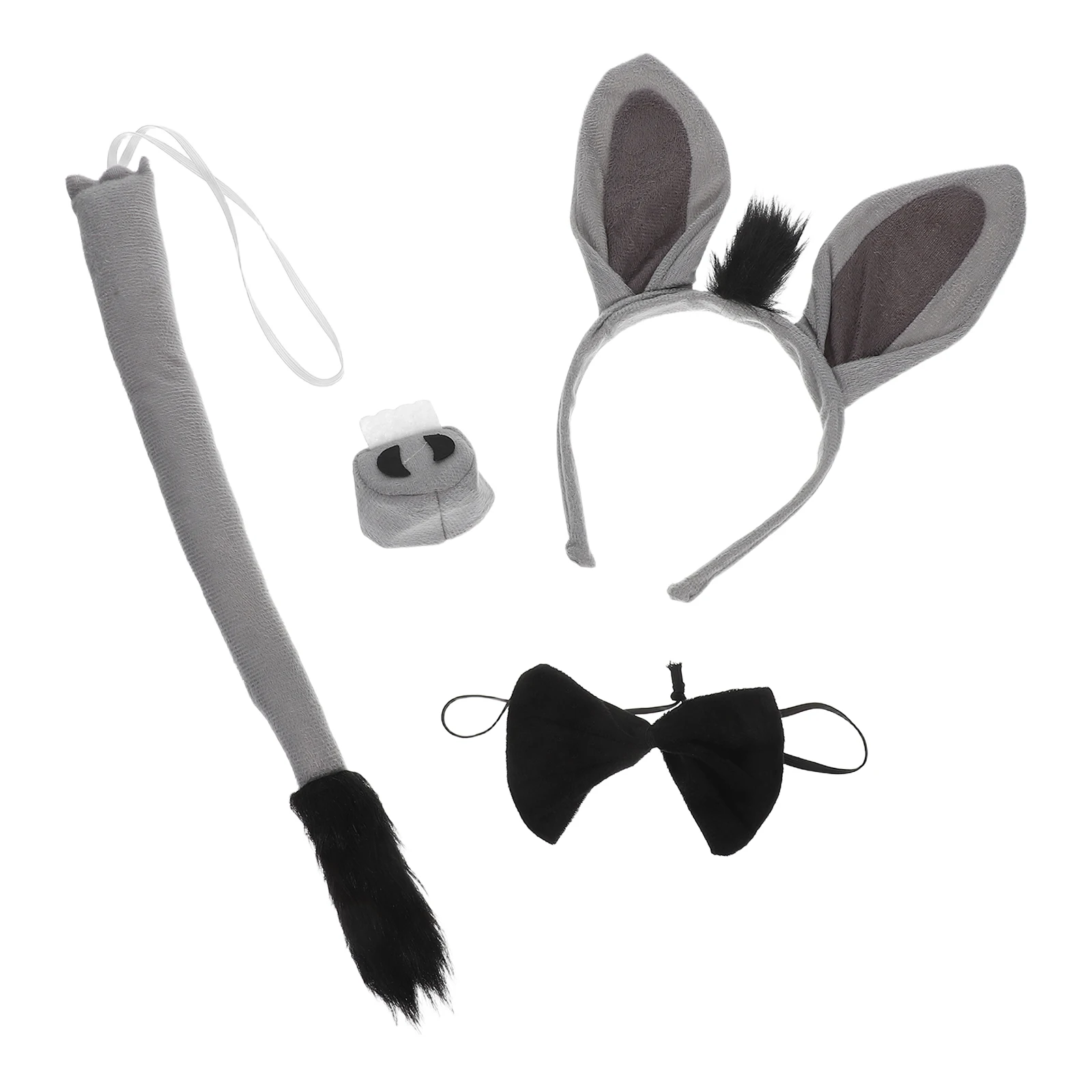 

1 set Headband Donkey Costume Props Donkey Ear Headband Bowtie Nose Tail Costume Props Hair Accessories Farm Party