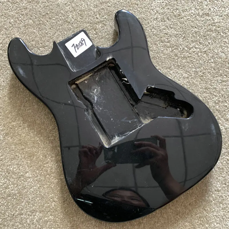 

FB589 Black Color Strato Electric Guitar Unfinished ST Guitar Body Custom Order in Solid Wood Surface Damages Dirty DIY Replace