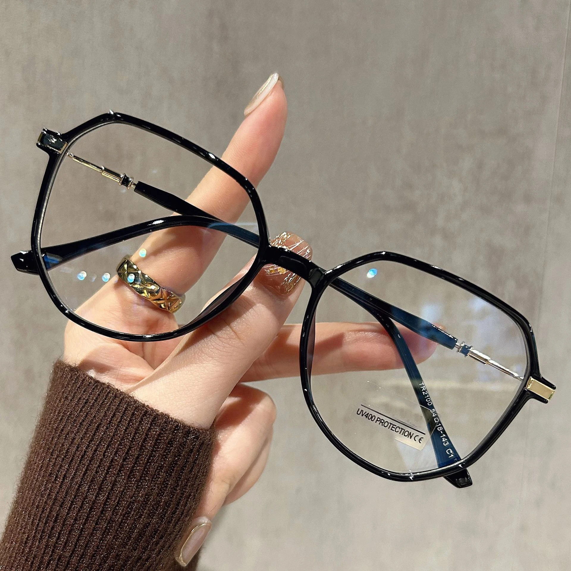 New Versatile Ultra Light Glasses With Plain White And Cool Brown Frame Large Frame Anti Blue Light  Myopia Glasses Frame MH8926