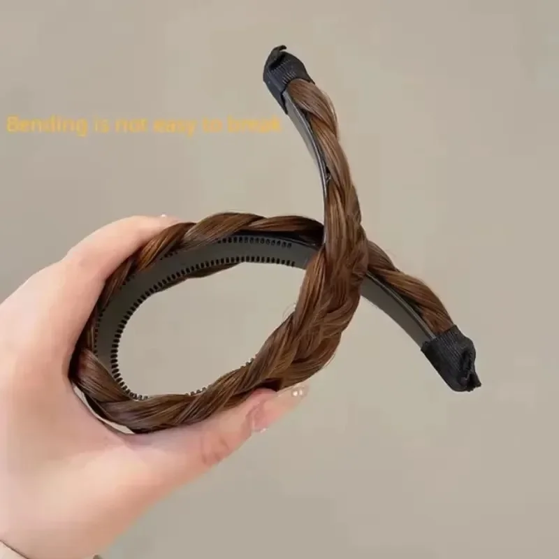 Lazy Wig Twist Headbands For Women Wide Fishbone Braids Hairbands Handmade Retro Head Hoop Hair Styling Headwear Accessories