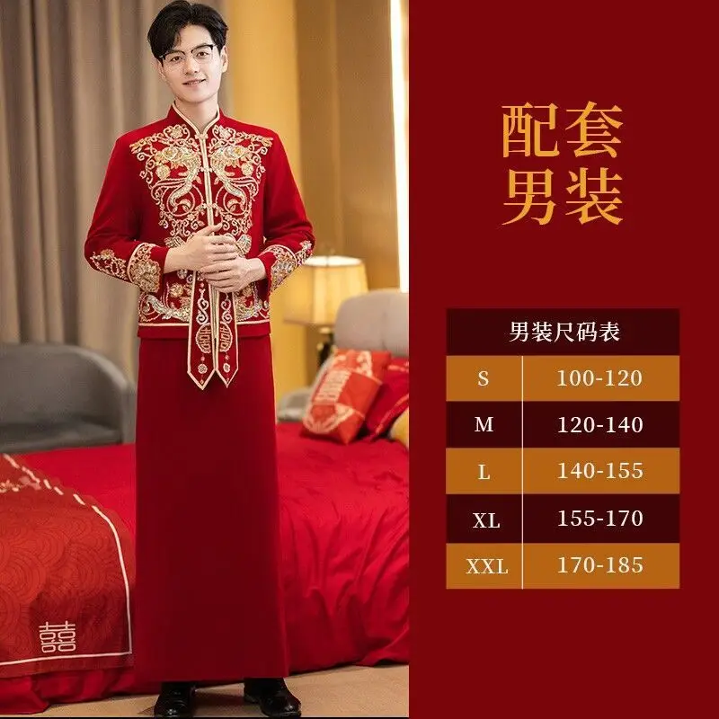 Full Embroidery Gown Emperor Dragon Phoenix Gown 2025 New High-End Xiuhe Dress Bride Wedding Dress Summer Chinese Style Xiuhe