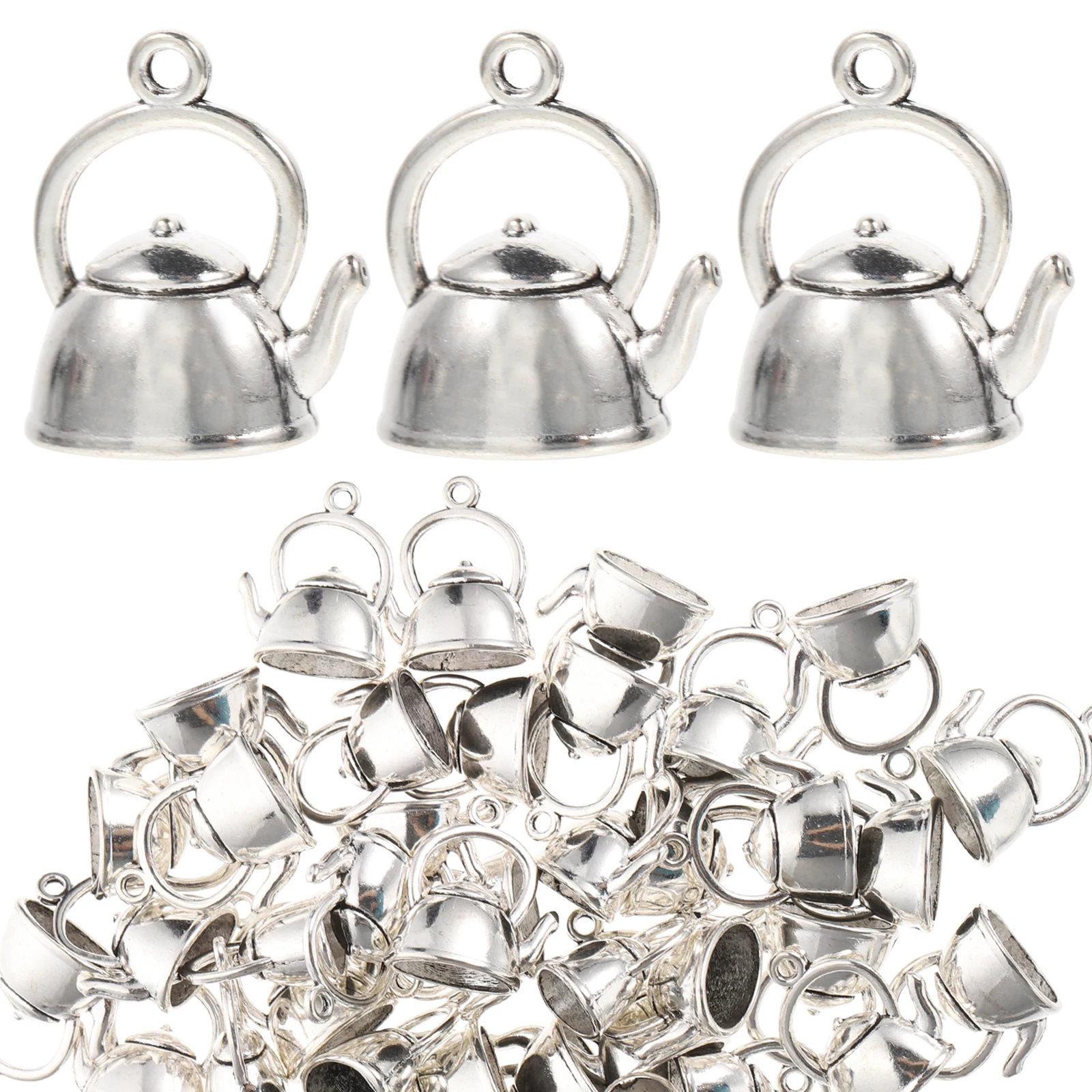 

50pcs Teapot Pendant Charm Necklace Pendants Kettle Hanging Charms Alloy Small DIY Jewelry Making Findings Creative Design