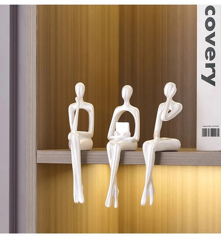 Resin Handicrafts Simulation Figure Sculptures Reader Portrait Abstract Art Sitting Figure Ornaments Home Decoration Accessories