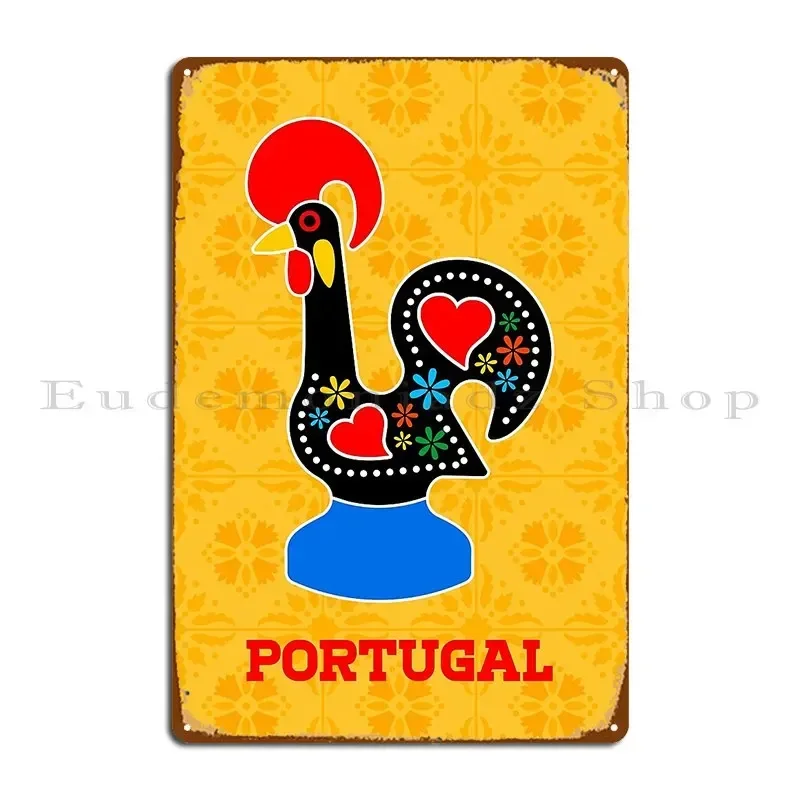 Barcelos Rooster Galo De Barcelos Letrero Metálico de Pared para Garaje, Cine, Fiesta, Placa de Metal Personalizada, Póster