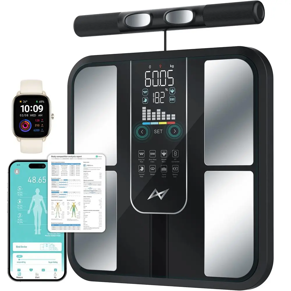 

8-электродные цифровые весы: анализ веса тела, ИМТ, мышечной массы и состава тела 7-в-1