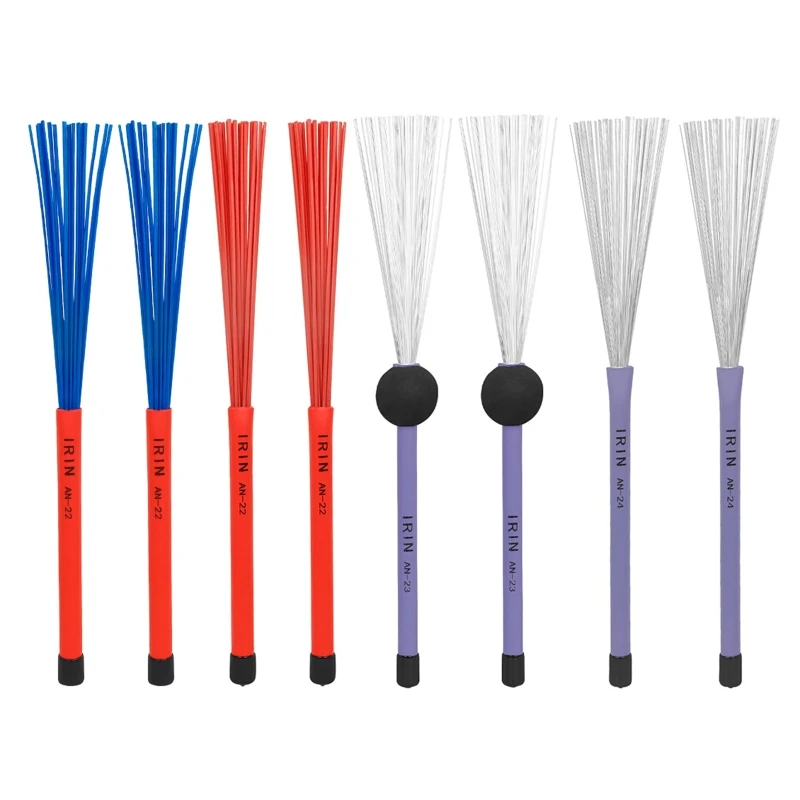 Professional Steel Wire Brush Jazzes Drum Brush with Handle Scalable Drum Brush