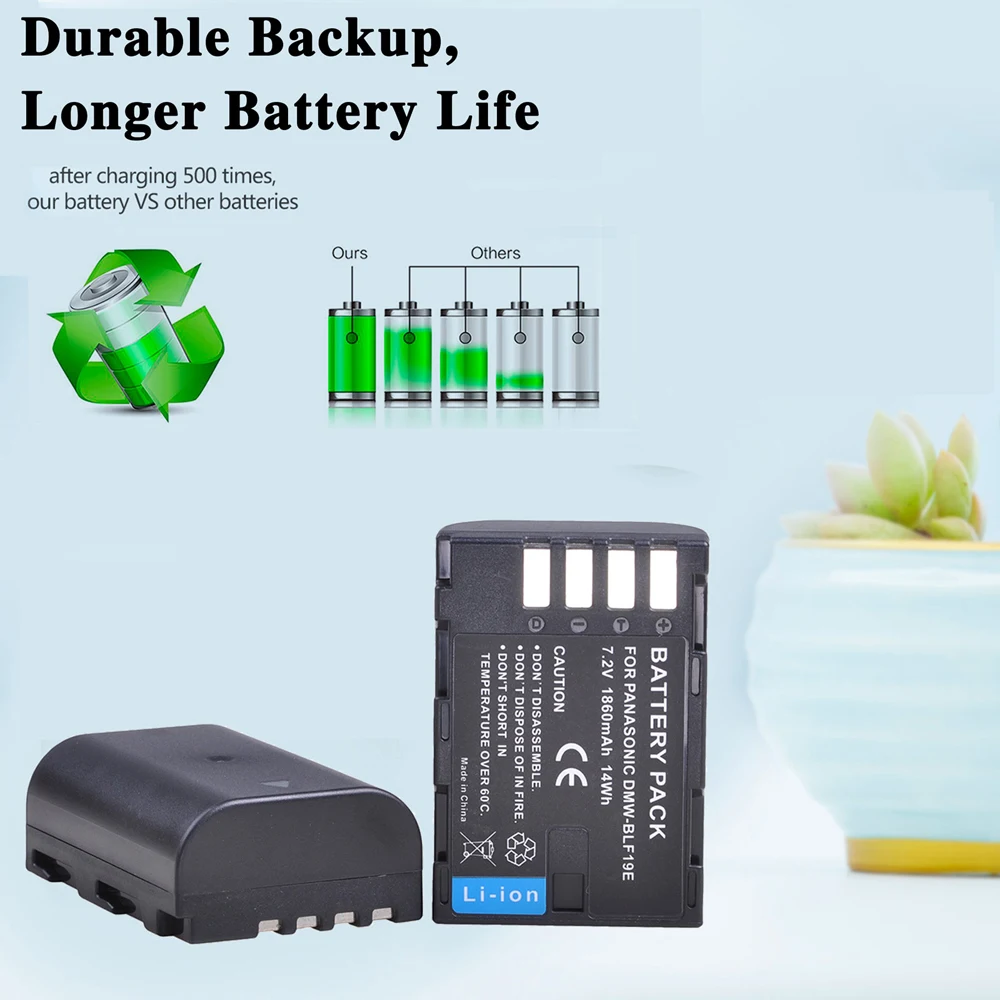 DMW-BLF19 BLF19E BLF19PP Battery&LED Dual Charger with Type C for Panasonic Lumix DC-G9 DMC-GH5 GH3 DMC-GH3H GH4 GH4H DC-GH5S