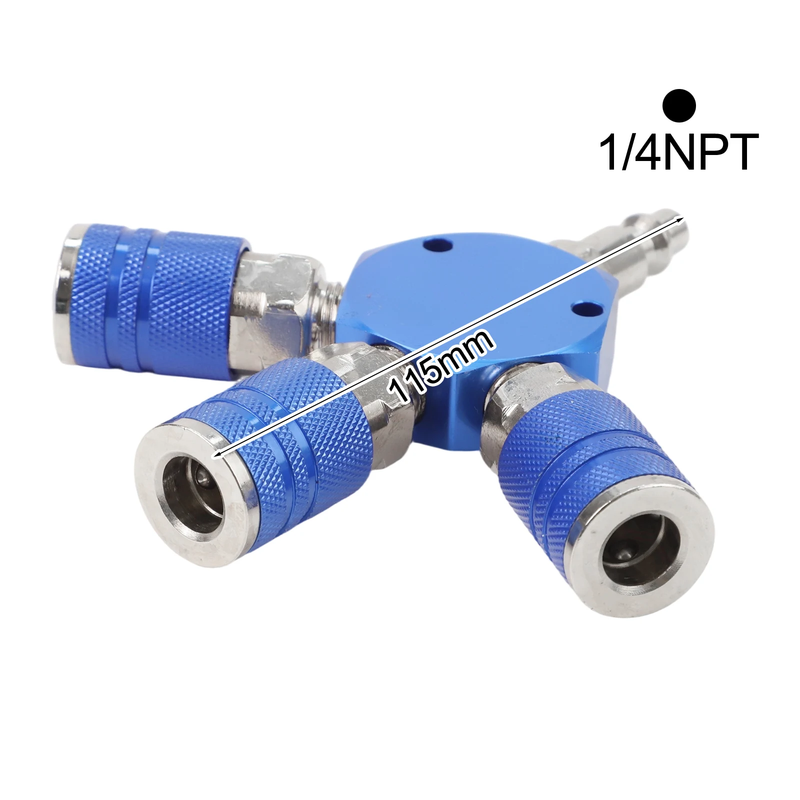 14 Inch NPT 3 Way Air Manifold 3 Brass Quick Couplers and Zinc Plated Steel Connector for Pneumatic System Applications
